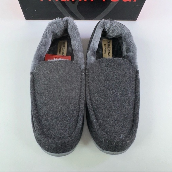 DEER STAGS Men’s Spun Felt Cozy Slipper Gray Pick Size 12M main image 4